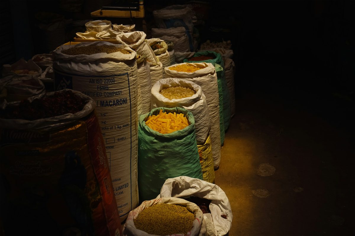 Sacks of grain and lentils